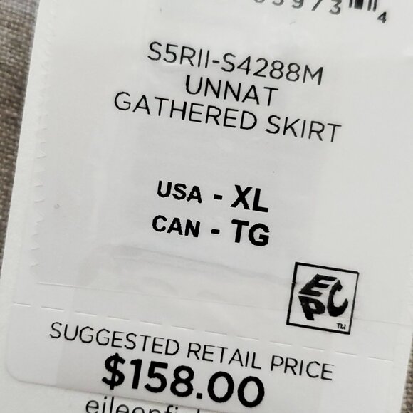 NWT Eileen Fisher Organic Linen Gathered Pull-On Skirt Size XL - Picture 10 of 15